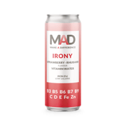 MAD IRONY Erdbeer-Rhabarber Vitaminwasser Dose 24X0,33